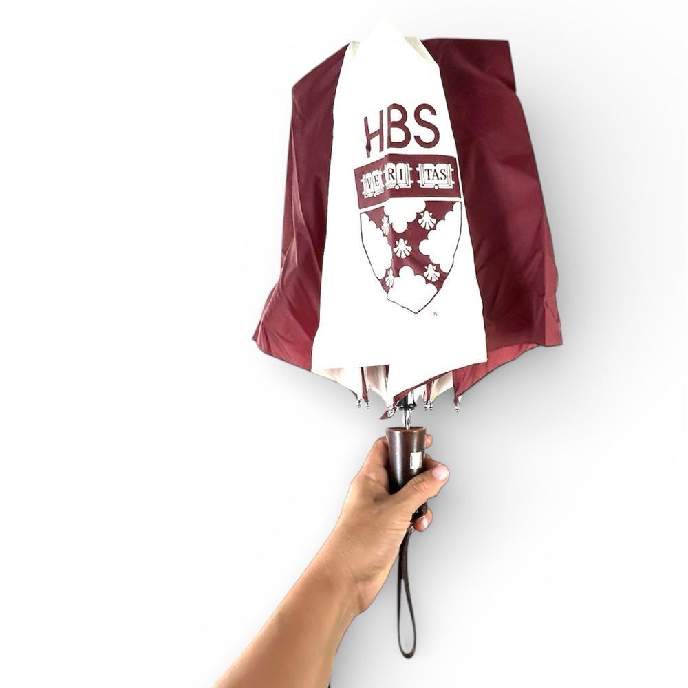 Harvard business school umbrella Ivy League college university red white